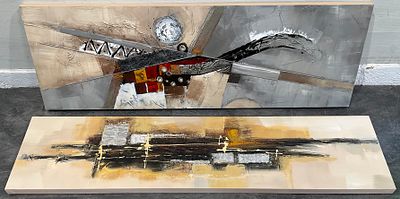 * A Pair of Large Contemporary Abstract Mixed Media Paintings. A pair of large-format 