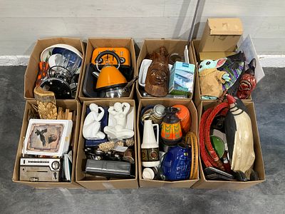 * An Assortment of Decorative Objects, Household Appliances, and Collectables in 8 cartons. This 