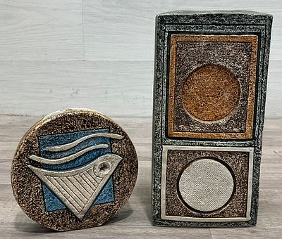 * Two Troika Pottery Vases. Two Troika earthenware studio pottery vases produced in Cornwall 