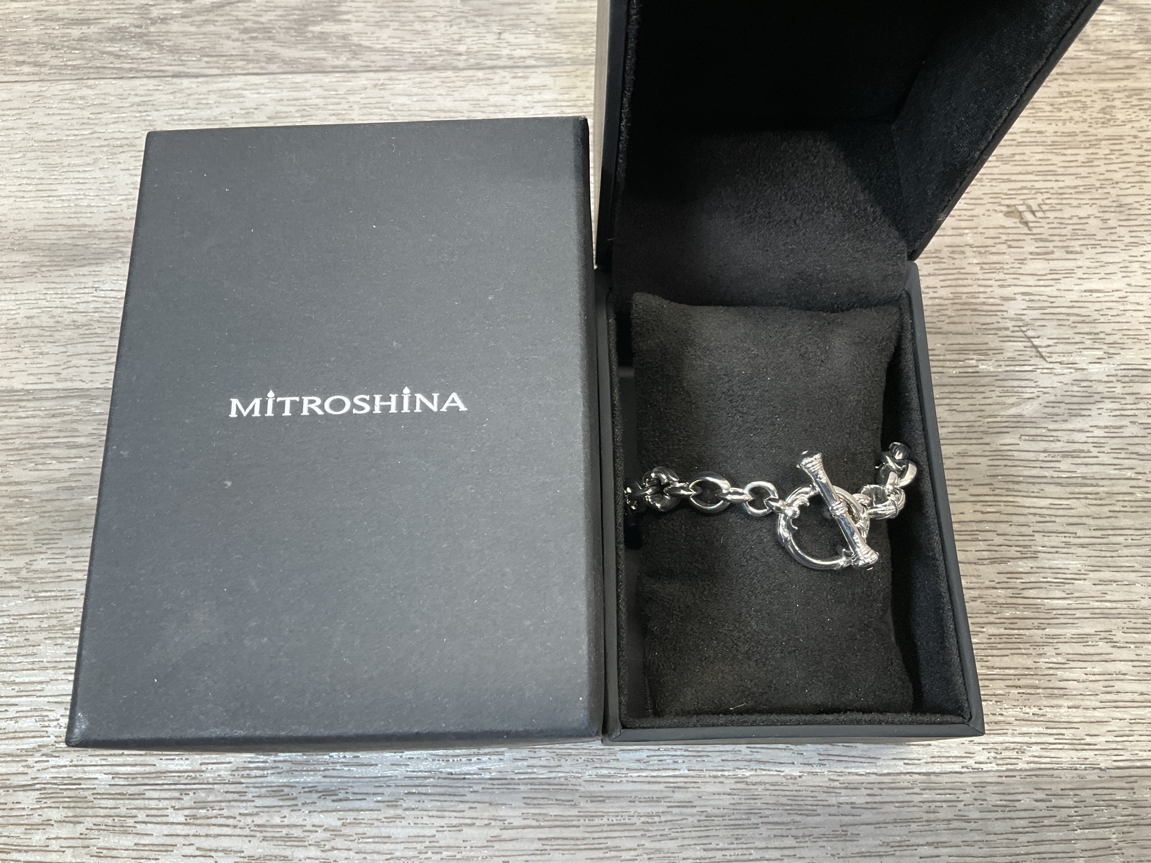 Mitroshina Sterling Silver Scroll Link Toggle Bracelet