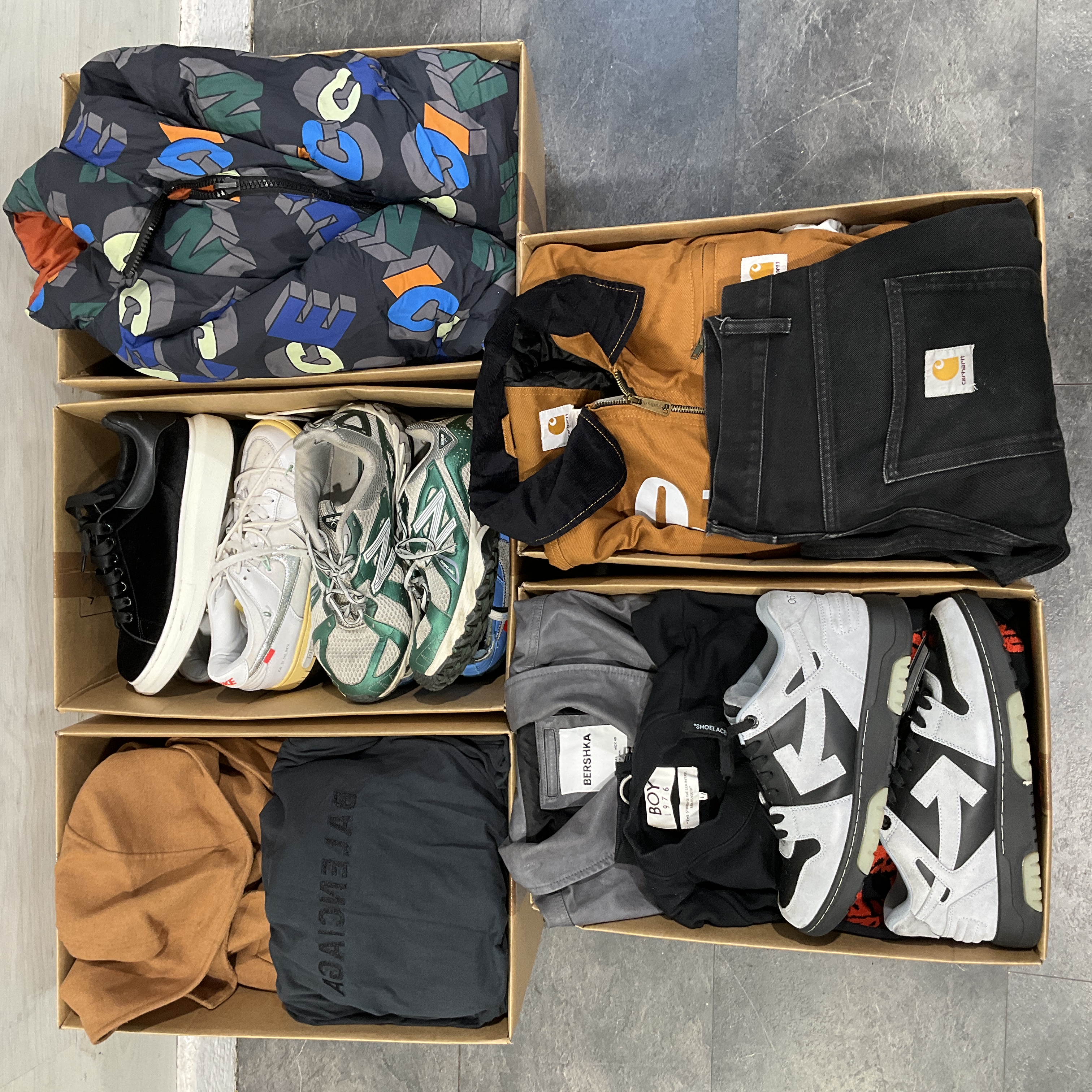 * 5 cartons containing assorted clothing and footwear
