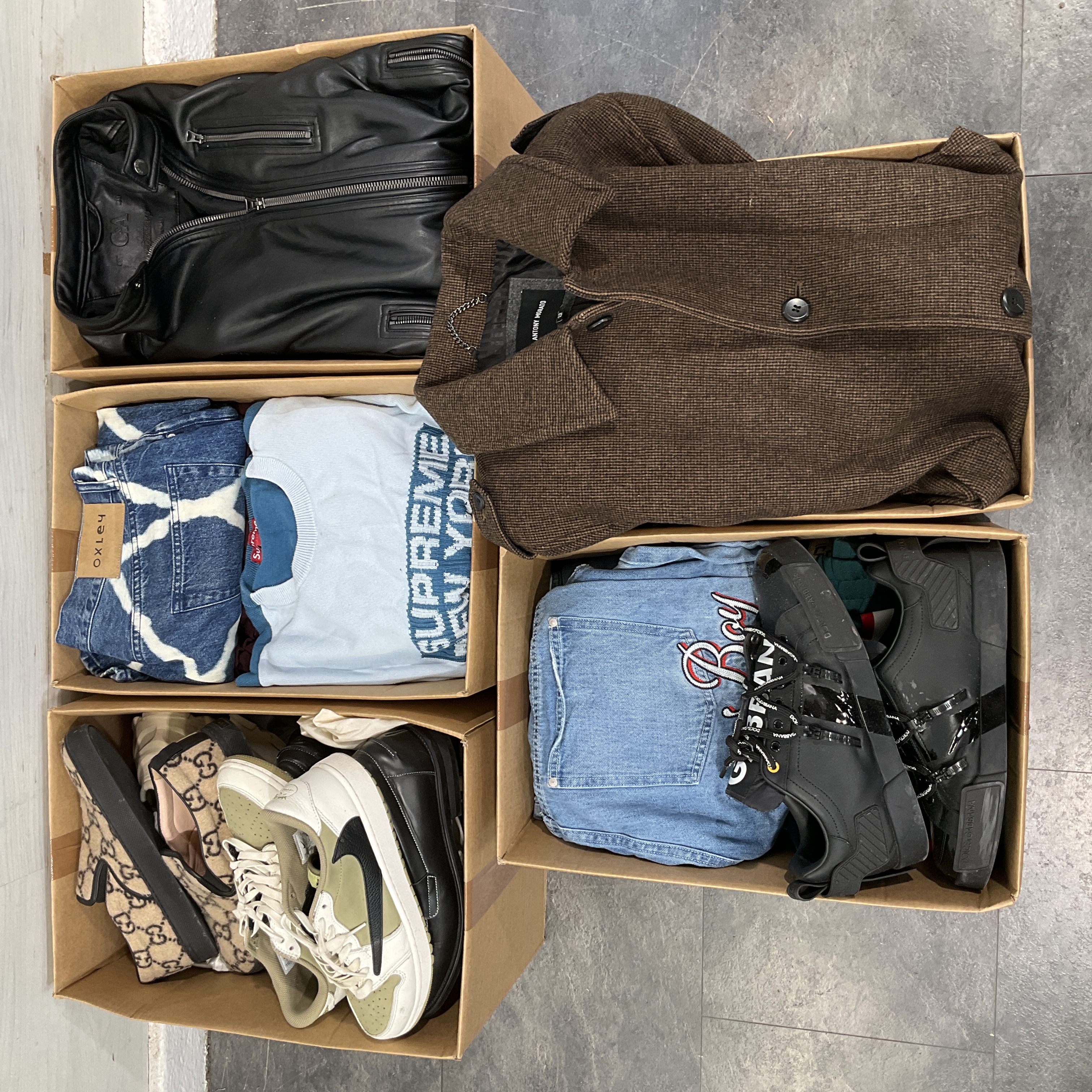 * 5 cartons containing assorted clothing and footwear