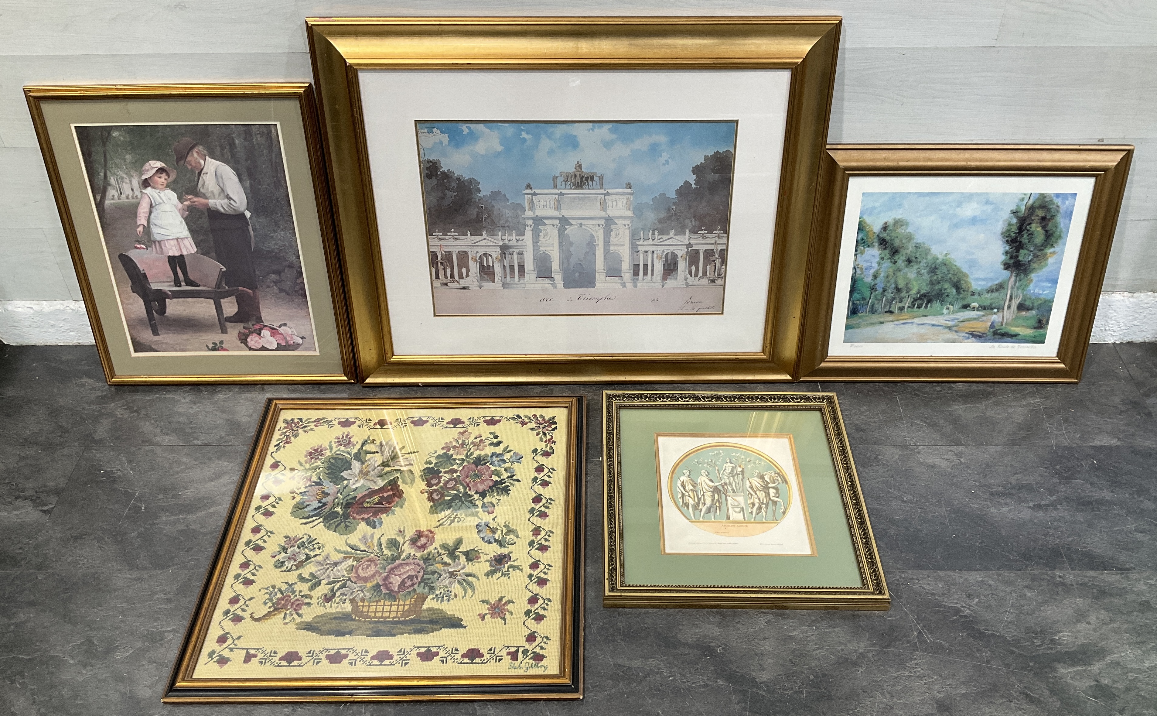 * An Assortment of Framed Artworks and a Needlework by Sheila Gillberg (Signed)