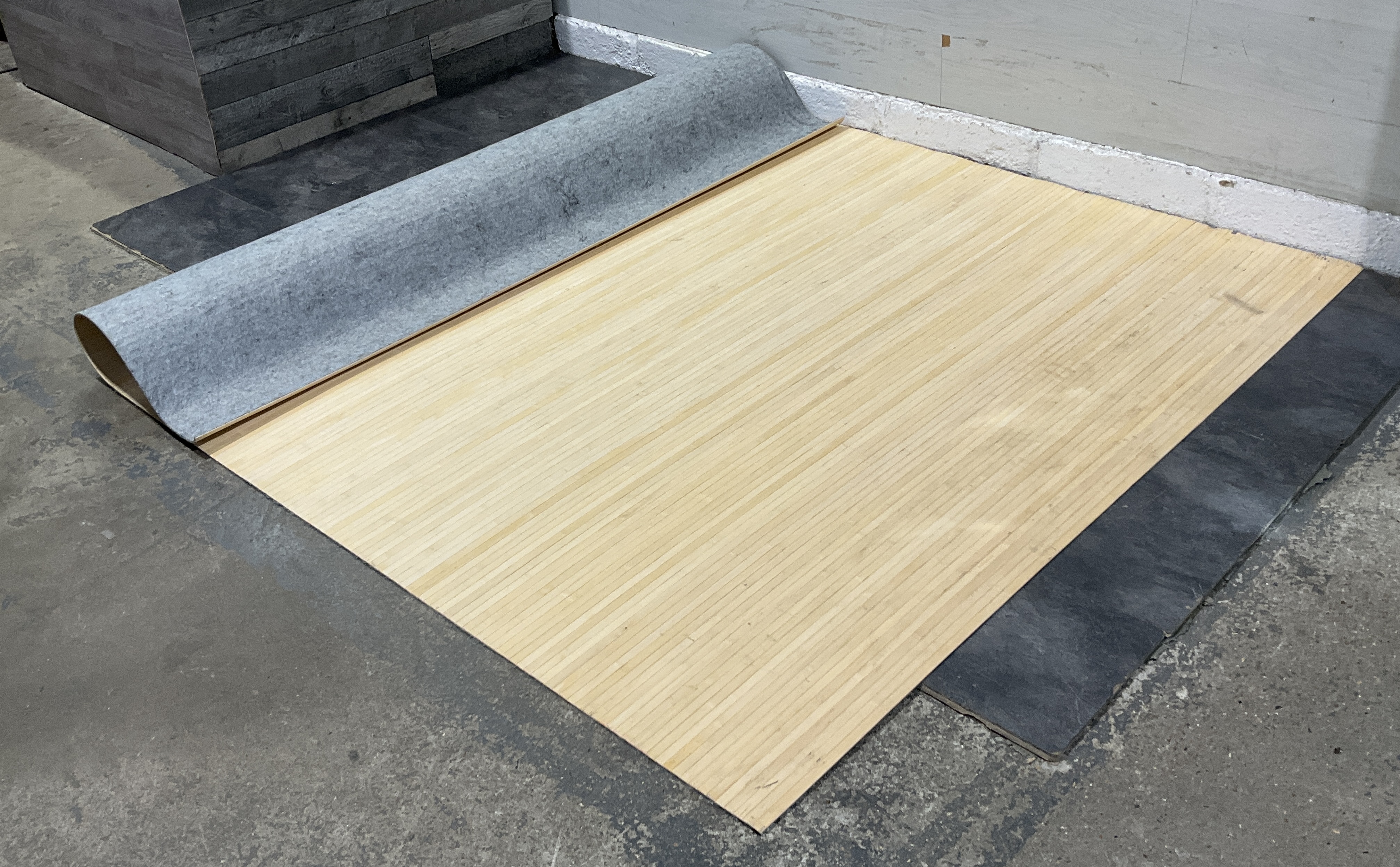 * Contemporary Natural Bamboo Slat Area Rug 250 x 200cm