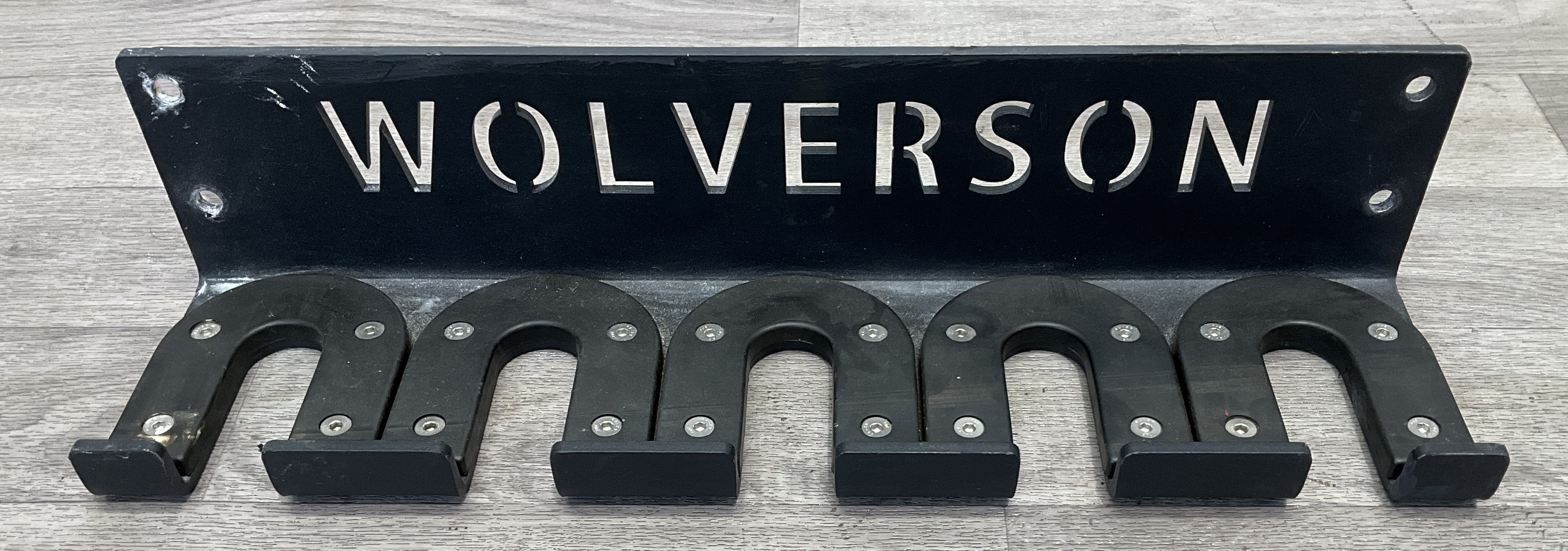 * Wolverson Fitness 5-Bar Vertical Wall-Mounted Barbell Rack