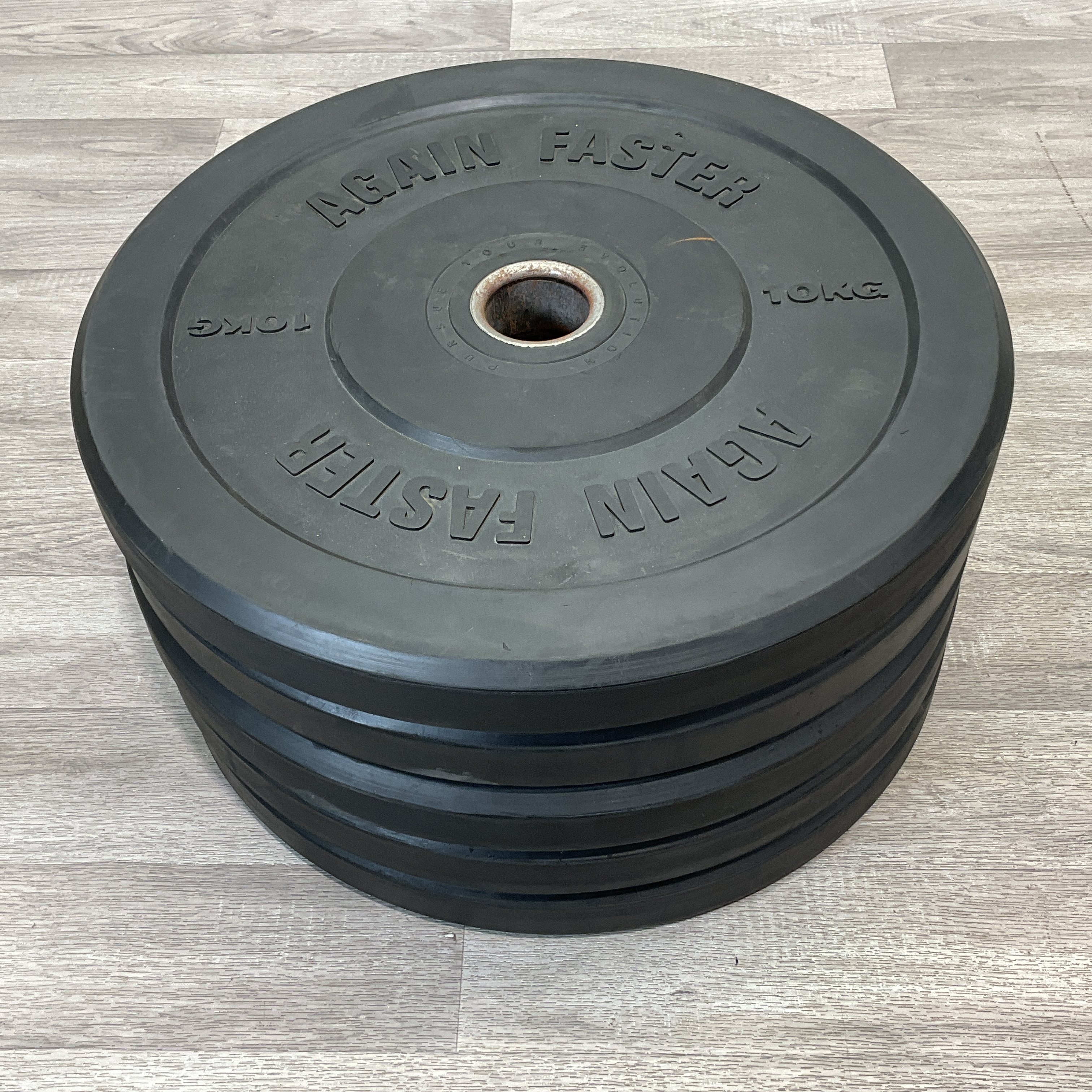 * A Set of Five Again Faster 10kg Bumper Weight Plates