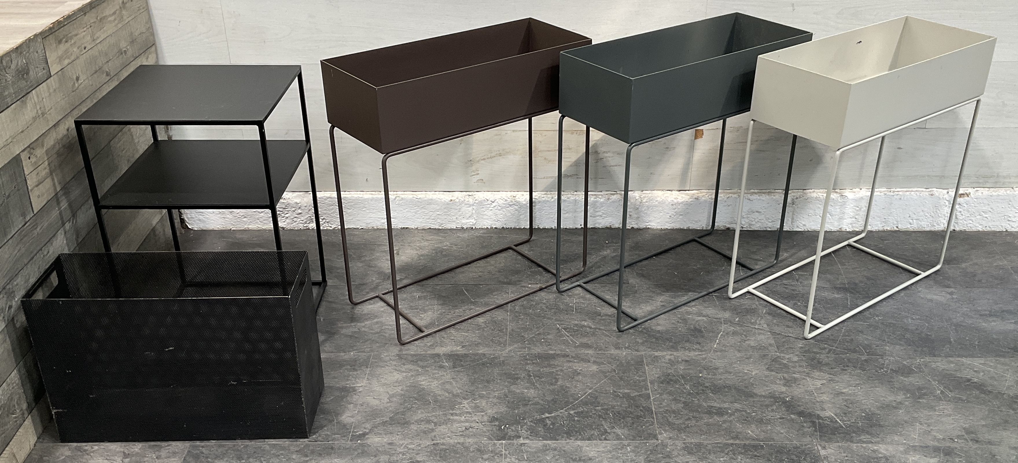 * A Collection of Five Contemporary Metal Furniture and Home Accessories