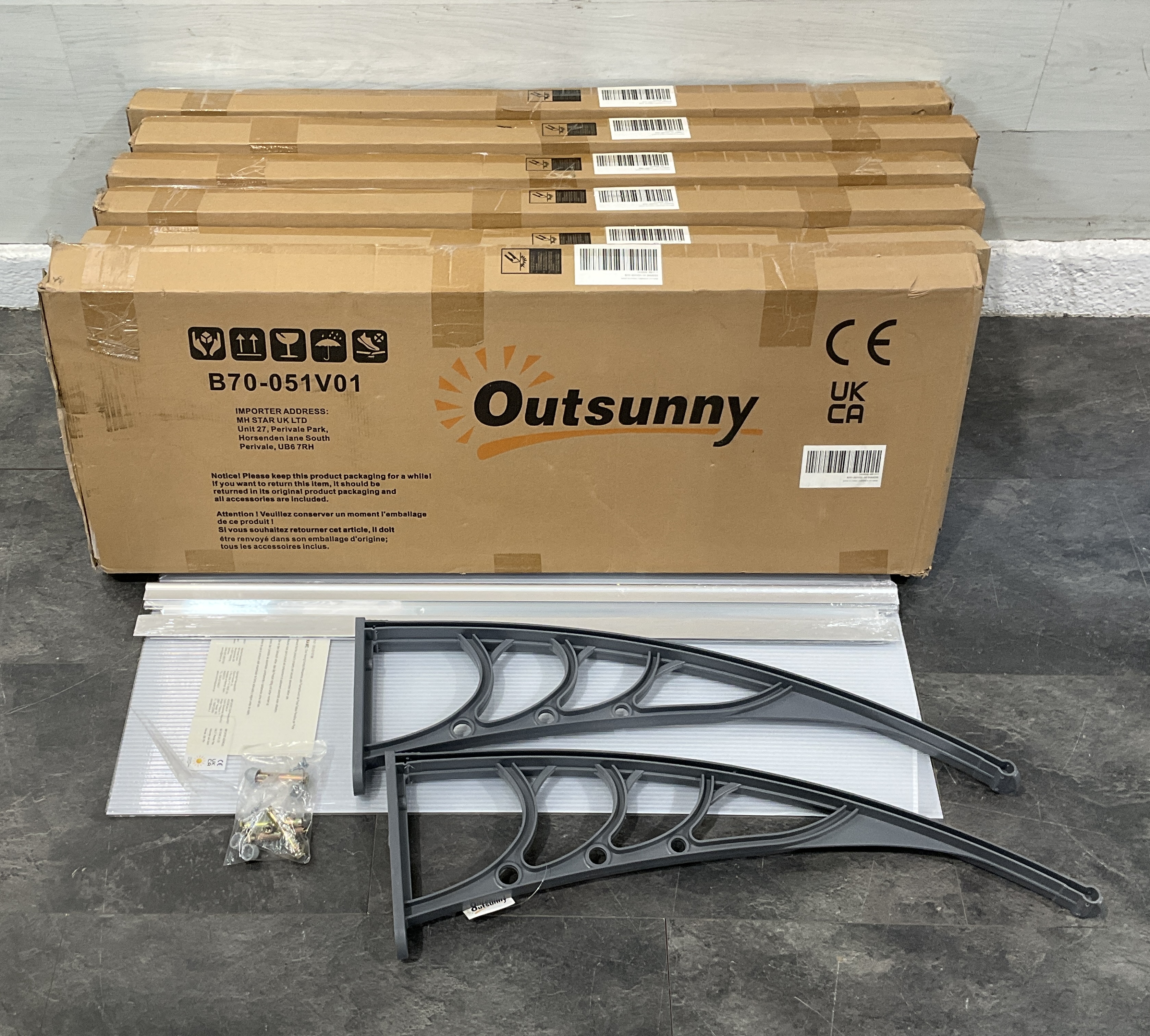 * 6- Outsunny B70-051V01 Polycarbonate Door Awning Canopy Kits - BY ORDER OF THE OFFICIAL RECEIVER