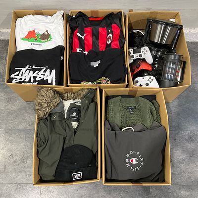 5 Cartons Containing An Assortment of Household Goods including a Didriksons Parka and Sony 