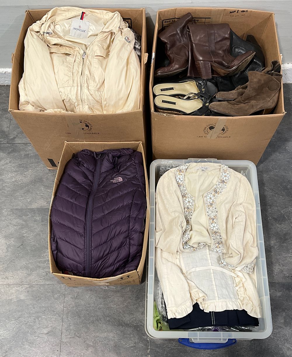 Lot 5: * 3 Cartons & 1 Crate Containing Assorted Clothing & Footwear