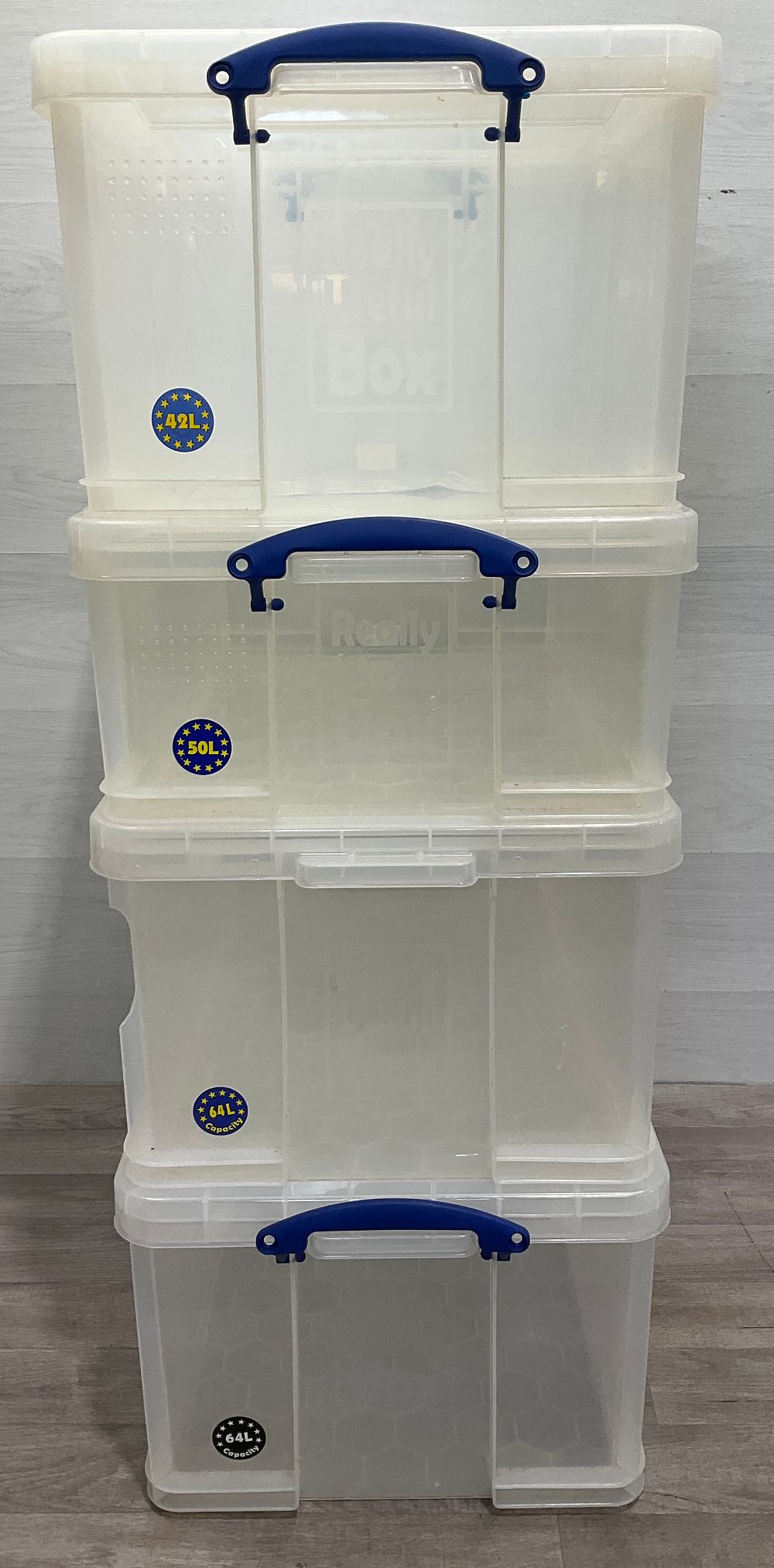 Lot 10: * An Assortment of Clear Plastic Storage Containers including Really Useful Box 64L