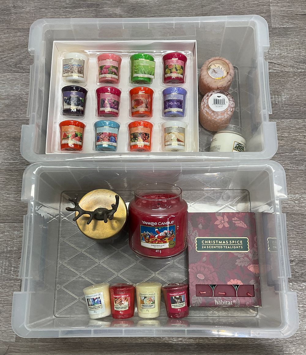 Lot 26: * Two Cartons Containing An Assortment of Scented Candles including Yankee Candle and Habitat