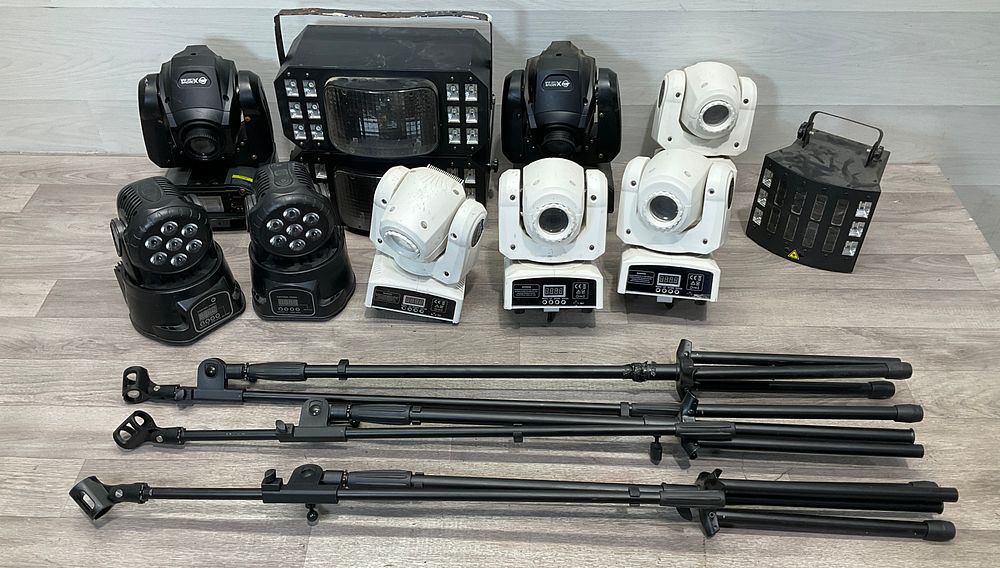Lot 46: * A Collection of Assorted Stage Lighting Fixtures including ADJ X-Move LED 25R and qtx Cortina