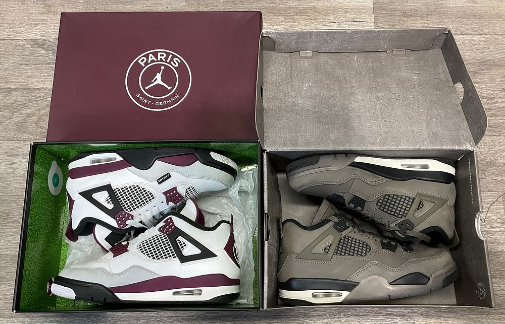 Lot 81: * Two Pairs Of Assorted Footwear including Jordan 4 Retro PSG and Jordan 4 Retro SE Taupe Haze