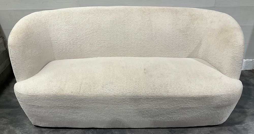 Lot 99: * Cream Bouclé Upholstered Two Seater Settee
