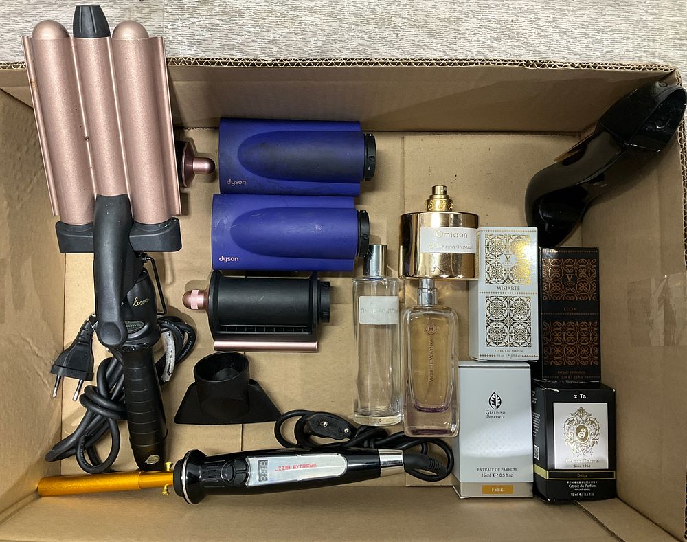 Lot 102: * A Carton Containing An Assortment of Hair Styling Electronics & Fragrances