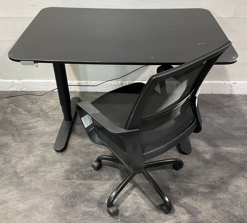 Lot 110: * IKEA BEKANT Electric Sit-Stand Desk and Office Chair