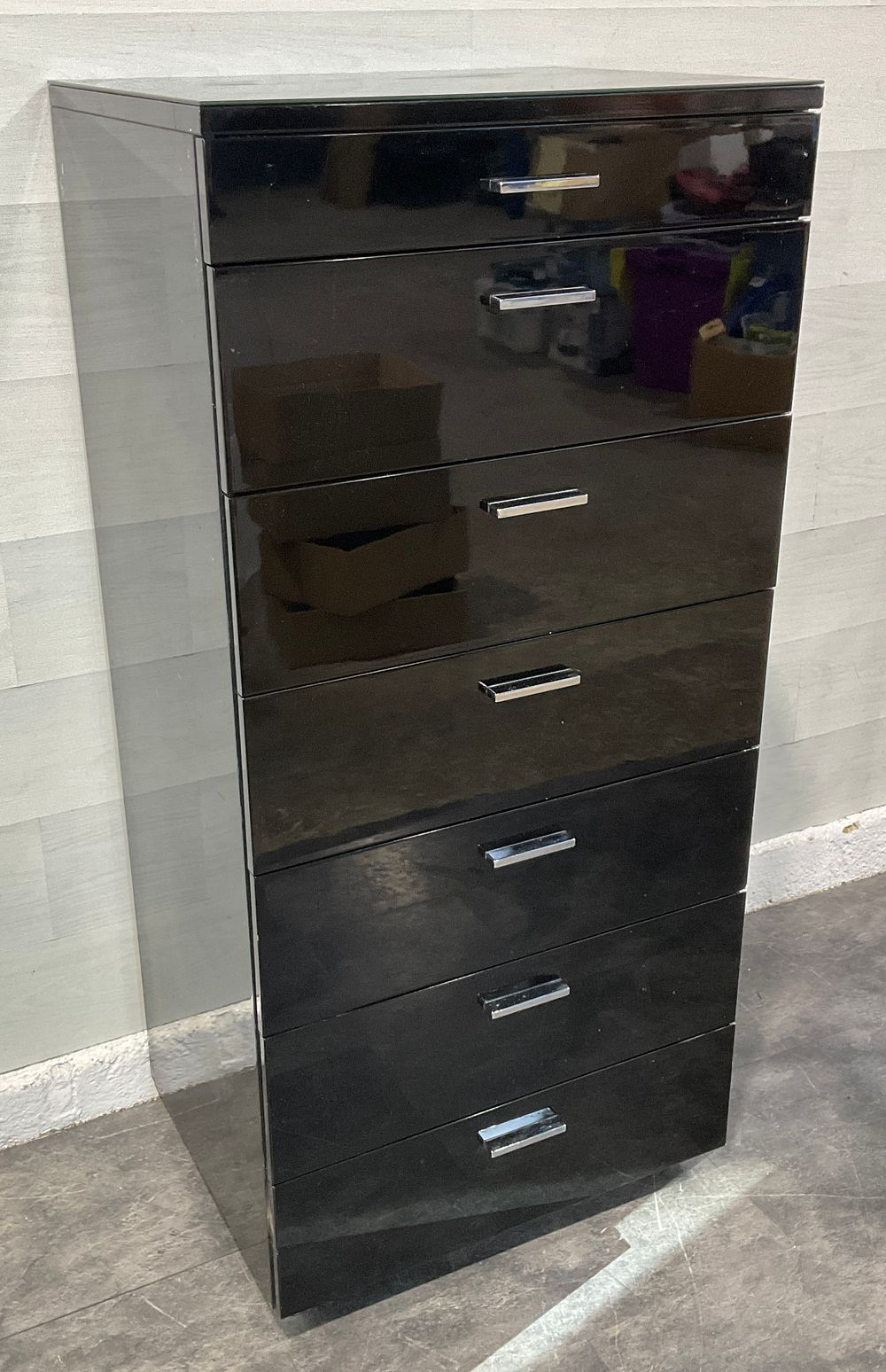 Lot 112: * A Seven Drawer High Gloss Tallboy Chest of Drawers