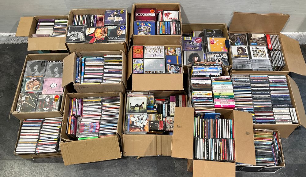 Lot 158: * 15 Cartons Containing A Collection of Assorted Recorded Music and Media including Alicia Keys Here and Grease Soundtrack