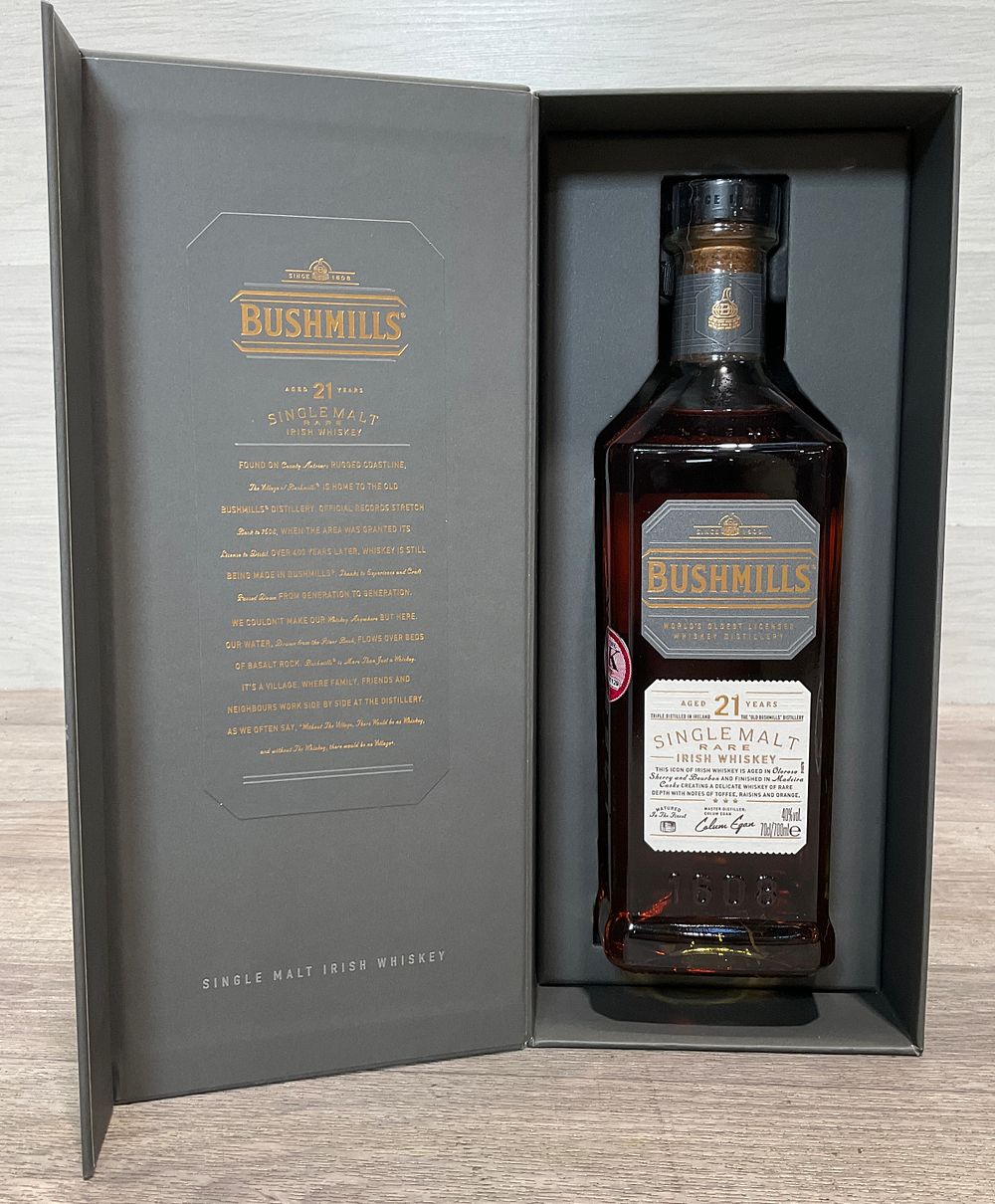Lot 5: Bushmills 21 Year Old Single Malt Irish Whiskey 70cl in Presentation Box - BY ORDER OF THE OFFICIAL RECEIVER