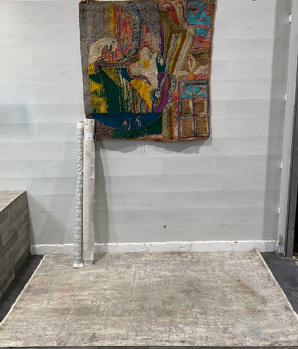 Lot 23: * An Assortment of Textiles and Floor Coverings including a Machine Woven Abstract Area Rug