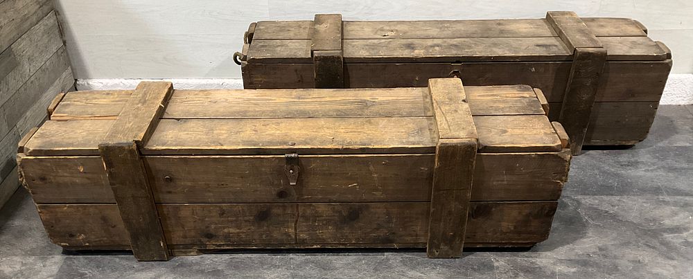 Lot 24: * A Pair of Heavy-Duty Wooden Military Equipment Transit Crates