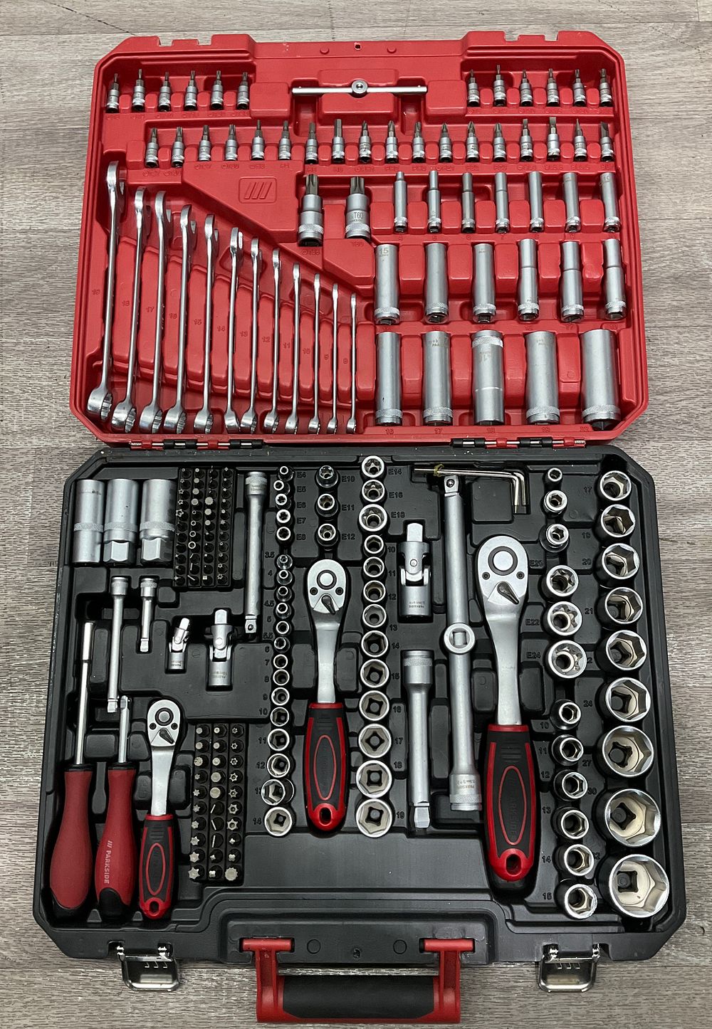 Lot 34: * A Parkside Case Containing An Assortment of Metric Sockets, Spanners & Driver Bits