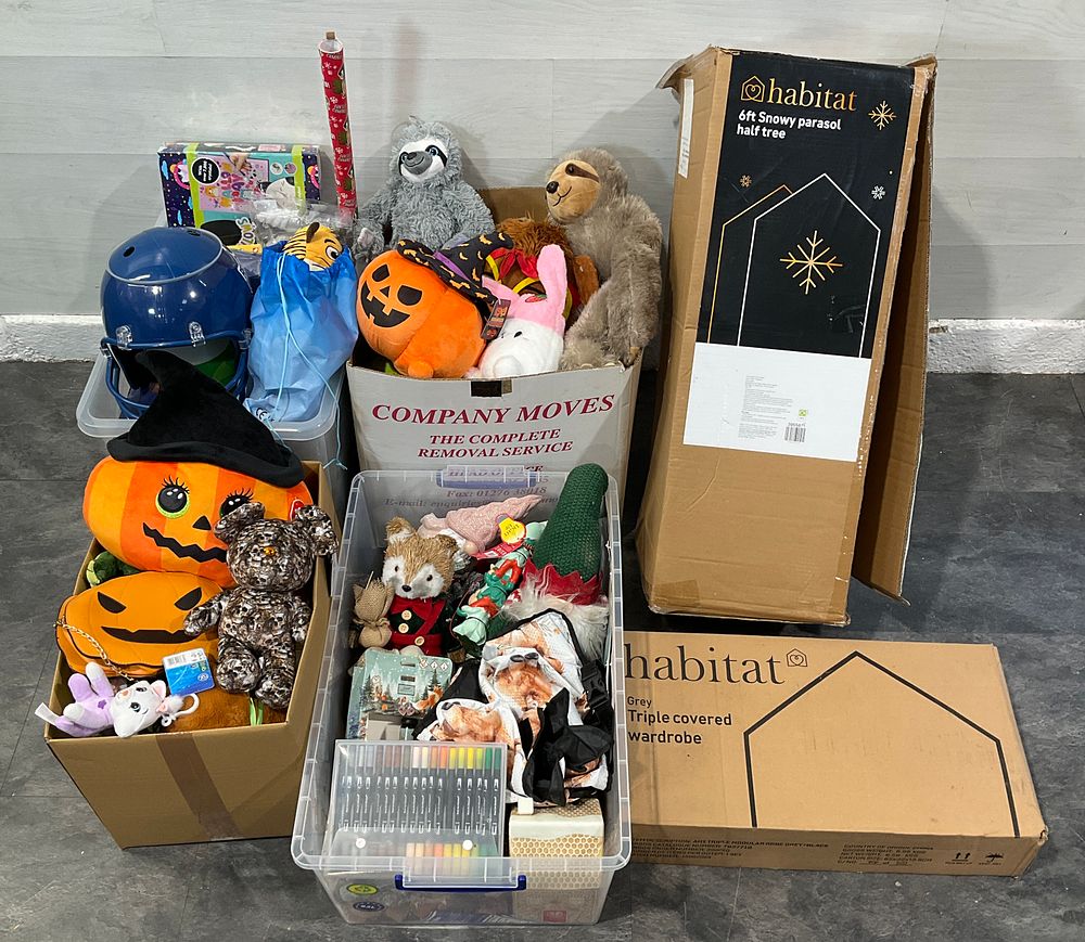 Lot 75: * 4 Cartons & 2 Crates Containing Assorted Household Goods including Habitat Furniture and Seasonal Decorations