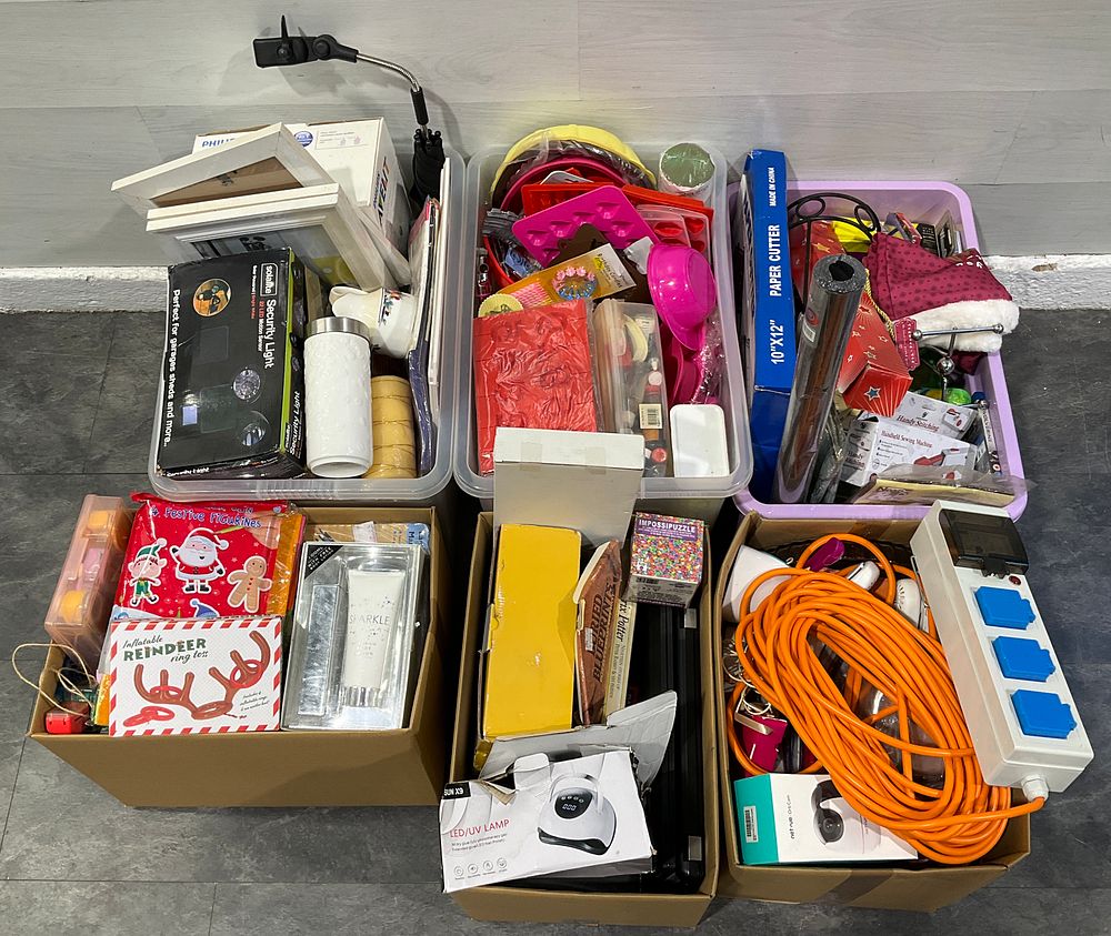 Lot 87: * 3 Cartons & 3 Crates Containing An Assortment of Household Goods including Solalite Security Light & Netvue Orb Cam