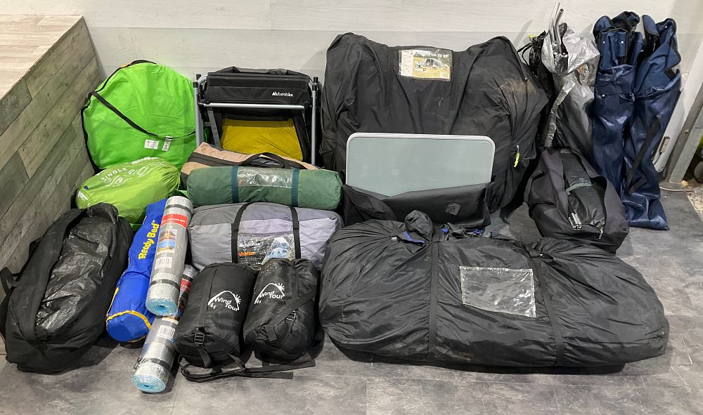 Lot 90: * A Collection of Assorted Camping and Outdoor Equipment including SunnCamp Tourist Plus 20 XP Tent - NOT CHECKED FOR COMPLETENESS