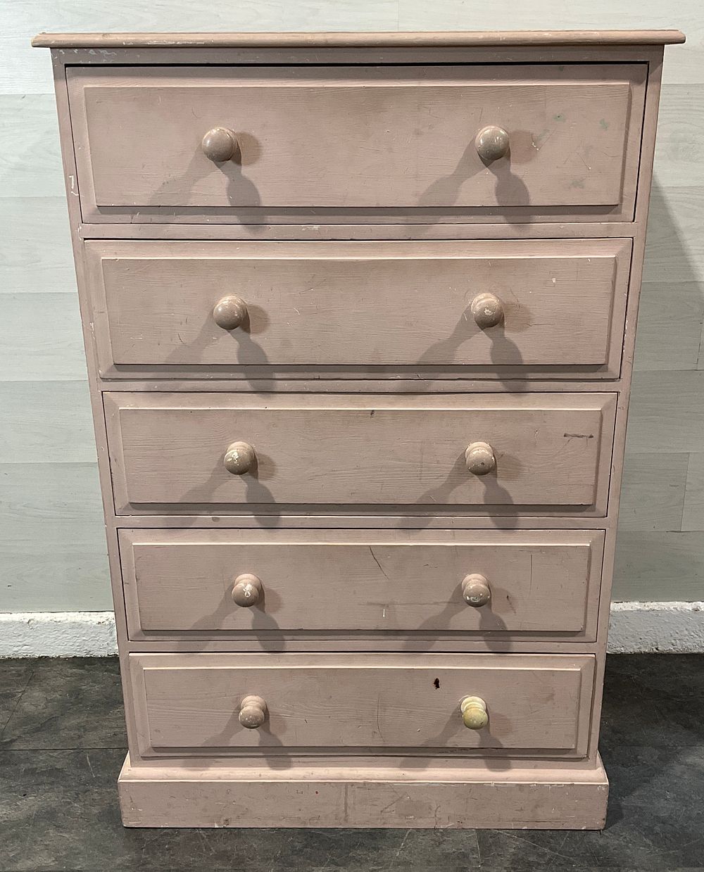 Lot 110: * Five Drawer Painted Pine Chest of Drawers