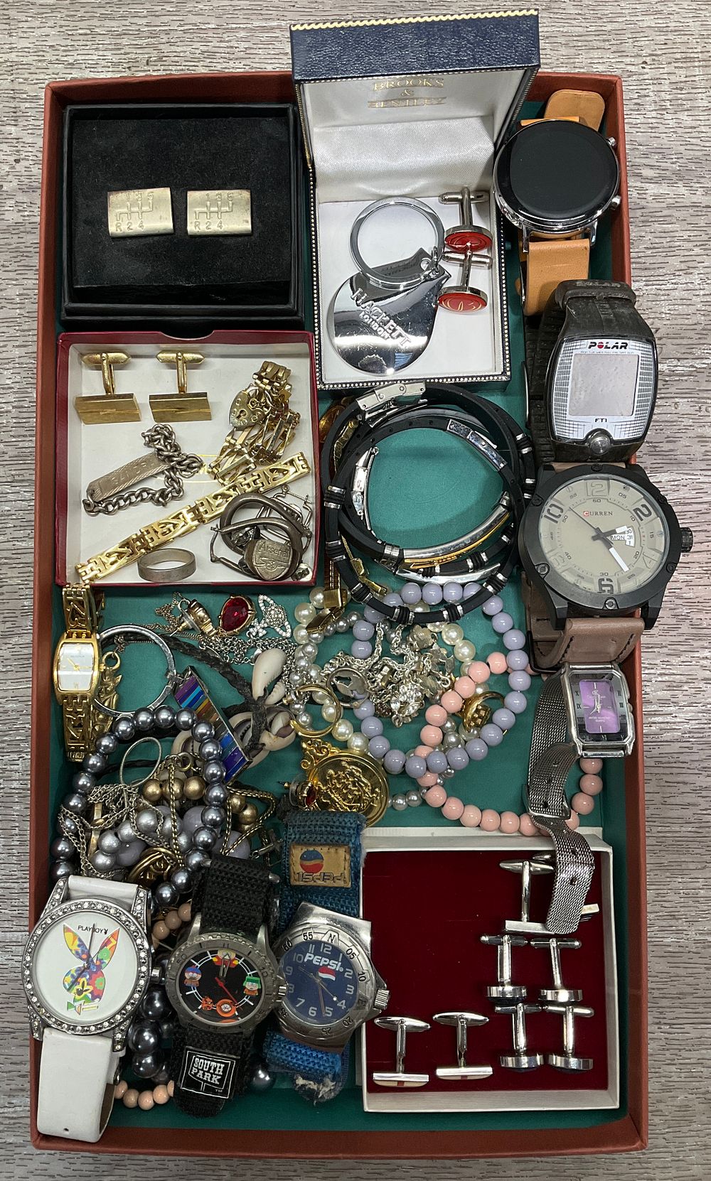 Lot 13: * A Tray Containing A Collection of Assorted Jewellery and Watches including Pepsi and South Park