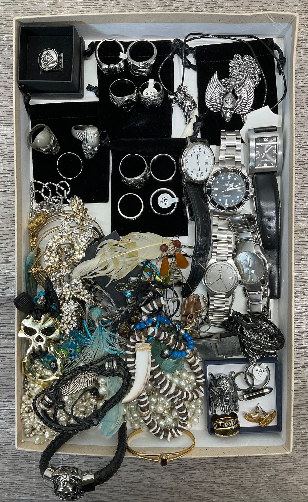 Lot 16: * A Tray Containing An Assortment of Fashion Jewellery and Wristwatches