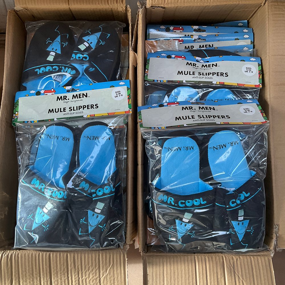 Lot 53: 2 Trade Cartons Each Containing 20 Pairs Of Mr. Men Mule Slippers