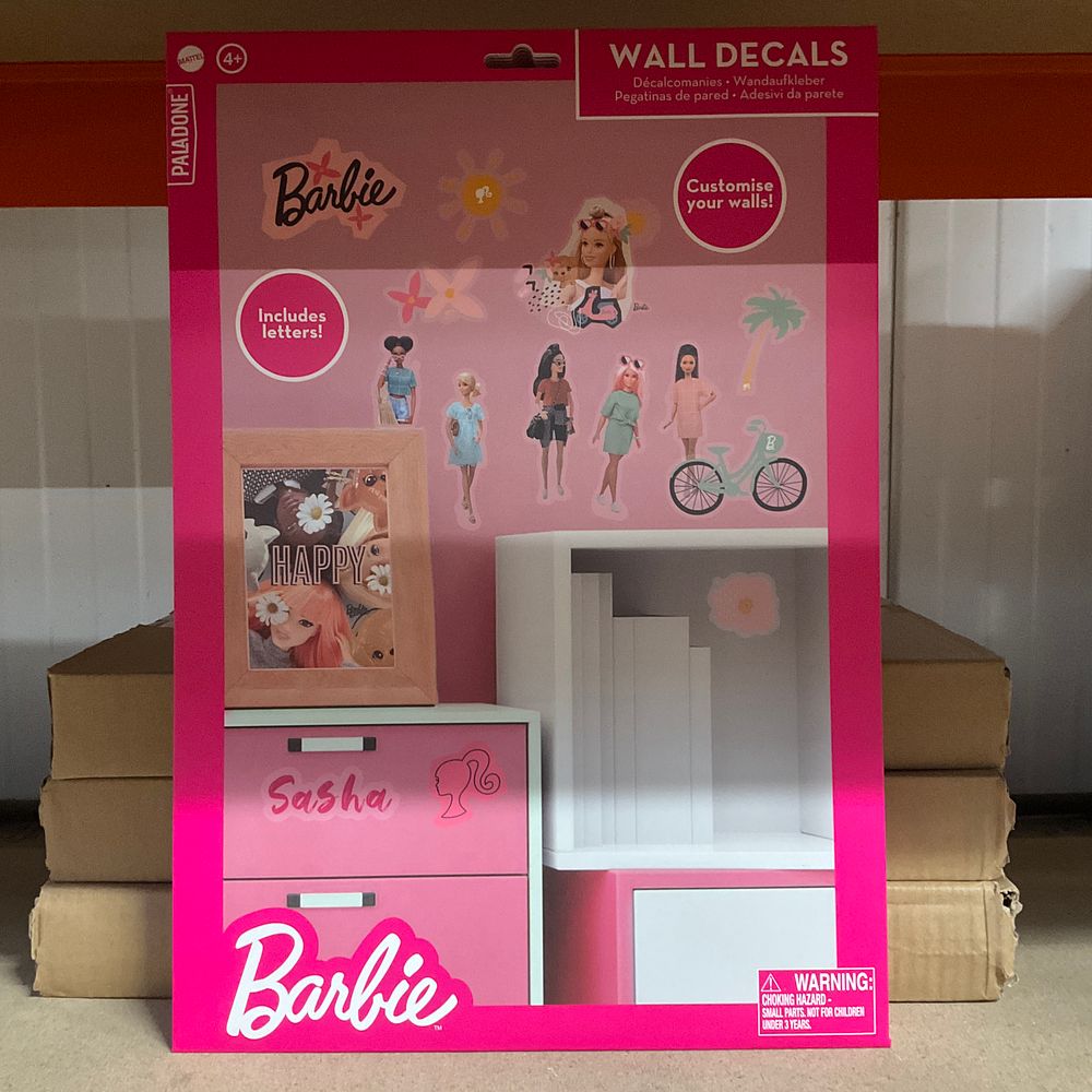 Lot 65: 36- Paladone Barbie Wall Decals Set including Customisable Letters