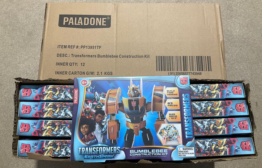 Lot 83: 2 Trade Cartons Each Containing 12 Boxed Transformers Earthspark Bumblebee Construction Kits