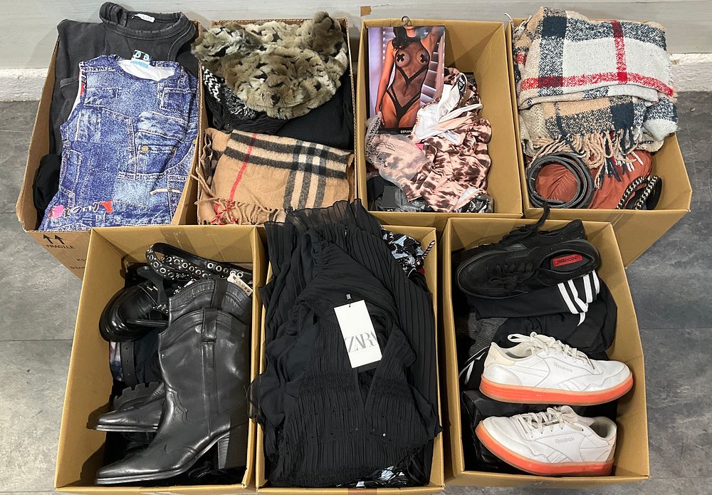 Lot 90: * 7 Cartons Containing Assorted Clothing and Footwear including Zara and Reebok