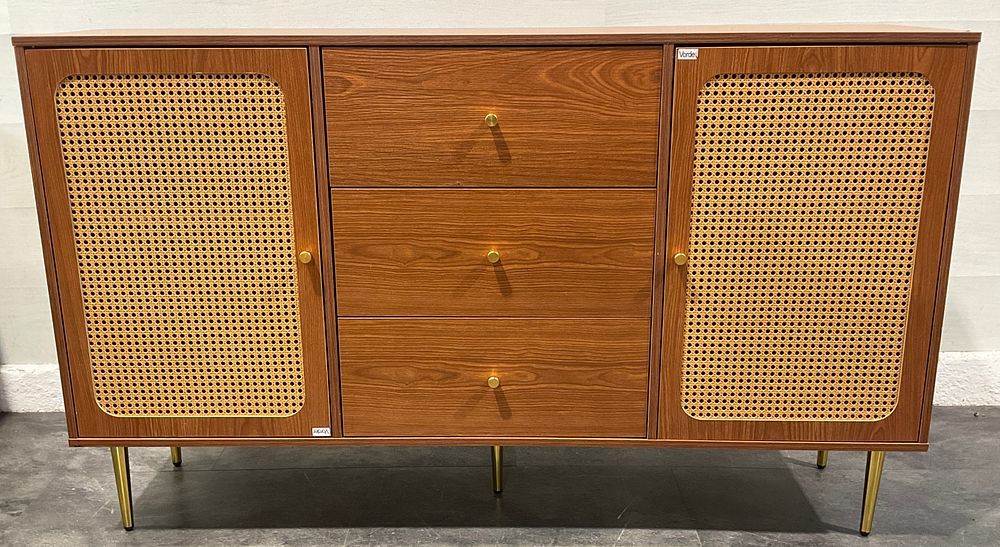 Lot 104: * Vorde Walnut Effect and Woven Rattan Sideboard