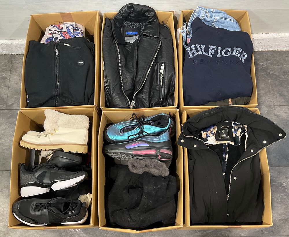 Lot 107: * 6 Cartons Containing Assorted Clothing and Footwear including Nike and Calvin Klein