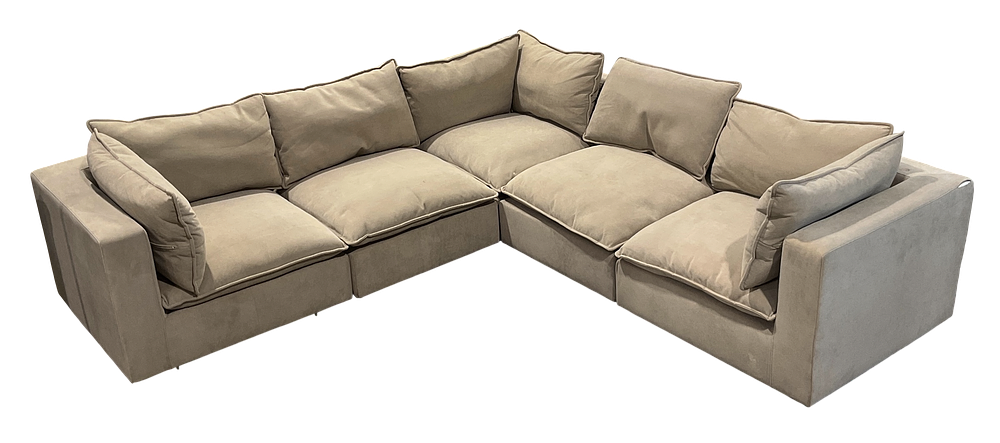 Lot 145: * A Large Modular Sectional Sofa In Grey Fabric