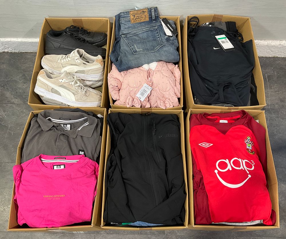 Lot 151: * 6 Cartons Containing Assorted Clothing and Footwear