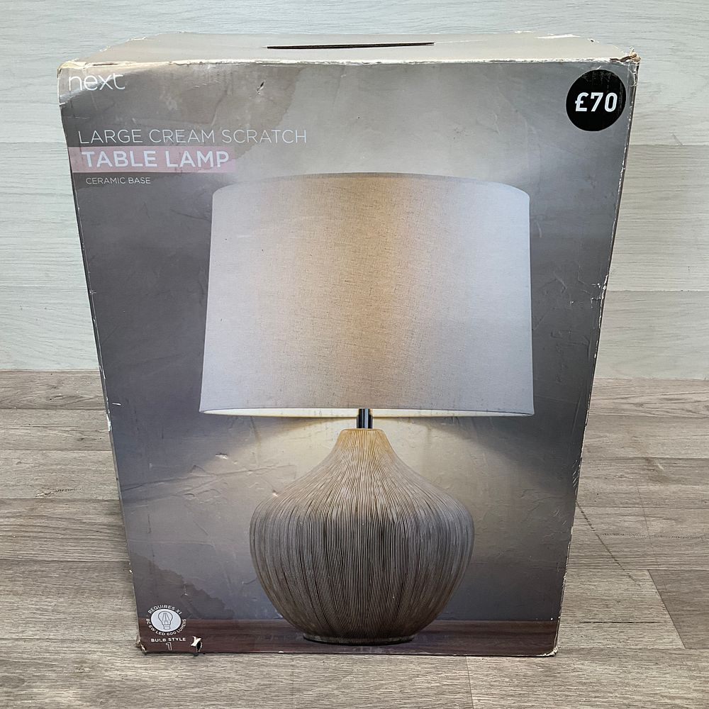 Lot 157: * Next Large Cream Scratch Table Lamp