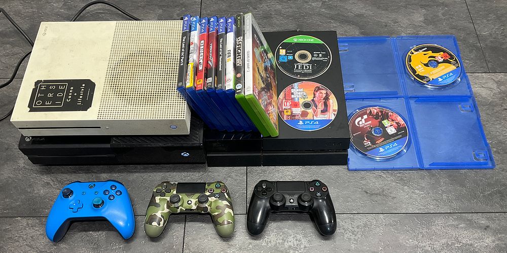 Lot 34: * A Carton Containing Assorted Gaming Consoles and Accessories including Xbox One S and PS4
