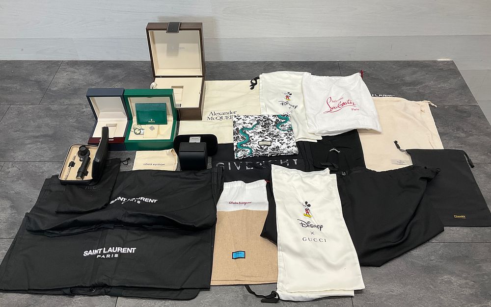 Lot 44: * A Carton Containing An Assortment of Watch Boxes & Luxury Dust Bags