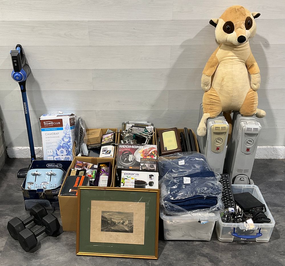 Lot 49: * 6 Cartons & 2 Crates Containing An Assortment of Household Goods including DeLonghi, Sony and Hoover