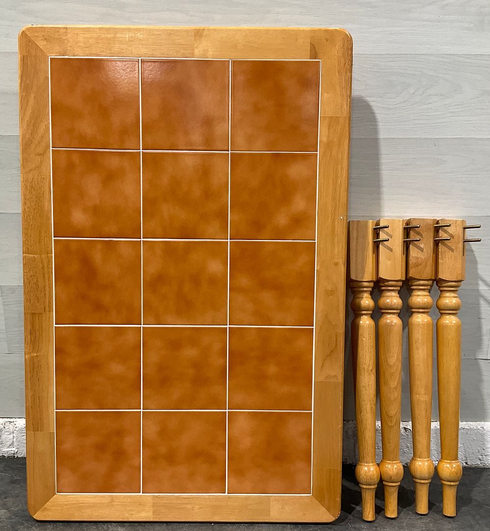 Lot 98: * Tiled Top Rectangular Dining Table with Spindle Legs