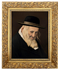 Sacred Splendor: A Striking Portrait of Reb Shayele of Kerestir - Oil on Linen, After the OriginalImage - 1