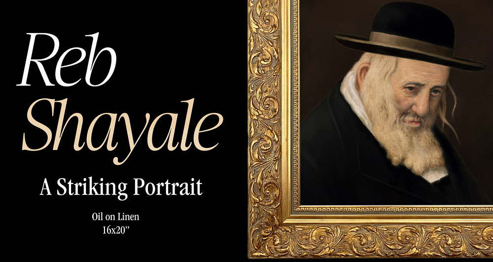 Sacred Splendor: A Striking Portrait of Reb Shayele of Kerestir - Oil on Linen, After the Original