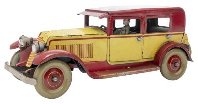 JEP Sedan. French, Circa 1928, 15" L This is a colorful and scarce JEP auto, complete with spare 