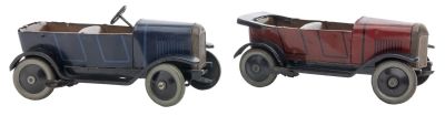 2 Miniature JEP Two Seat Touring Cars. French, Circa 1928, 6.25" L 
Condition 
Very Fine (One 